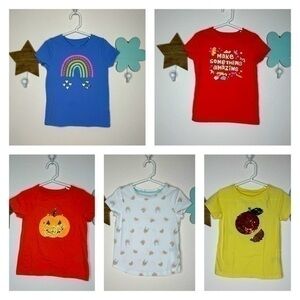 Cat and Jack Tees Bundle of 5 Size XS fits 4, 5 Girls LOT
